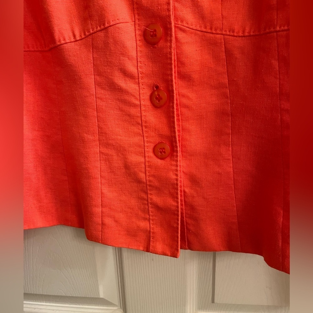KASPER~100% LINEN~CROPPED BLAZER~CORAL~12 - Picture 7 of 10